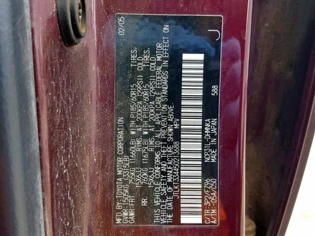 JTLKT334450213688 - 2005 TOYOTA SCION XB PURPLE photo 10