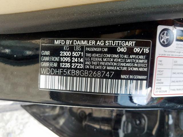 WDDHF5KB8GB268747 - 2016 MERCEDES-BENZ E 350  photo 10