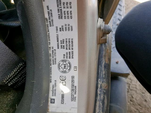 1GCDT136158129193 - 2005 CHEVROLET COLORADO BEIGE photo 10