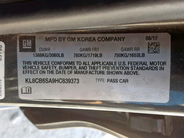 KL8CB6SA9HC839373 - 2017 CHEVROLET SPARK LS SILVER photo 10