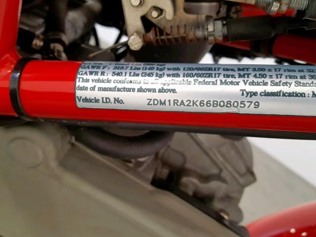 ZDM1RA2K66B080579 - 2006 DUCATI MONSTER 62 RED photo 20