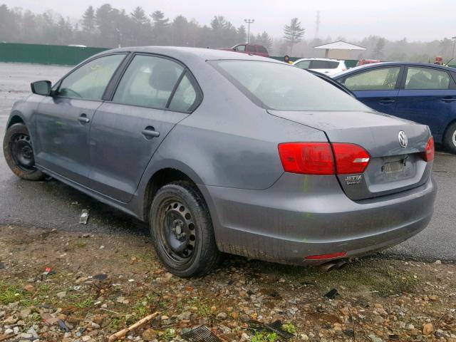 3VW2K7AJ0BM323304 - 2011 VOLKSWAGEN JETTA BASE GRAY photo 3