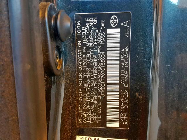 JTKDE177070183804 - 2007 TOYOTA SCION TC BLACK photo 10