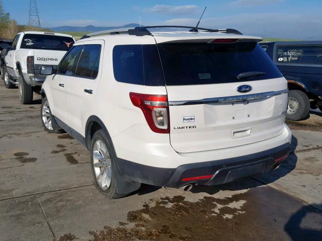 1FM5K8F83DGB58143 - 2013 FORD EXPLORER L WHITE photo 3