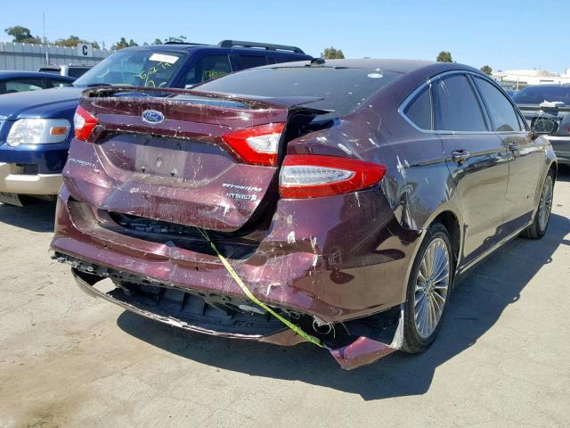 3FA6P0RU7DR379778 - 2013 FORD FUSION TIT BURGUNDY photo 4