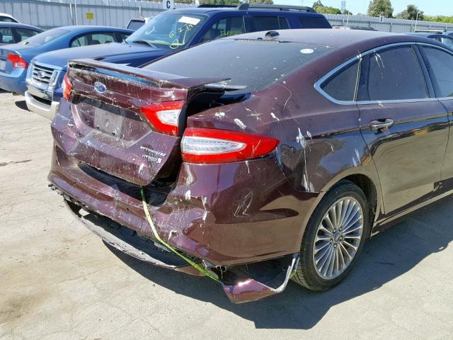 3FA6P0RU7DR379778 - 2013 FORD FUSION TIT BURGUNDY photo 9