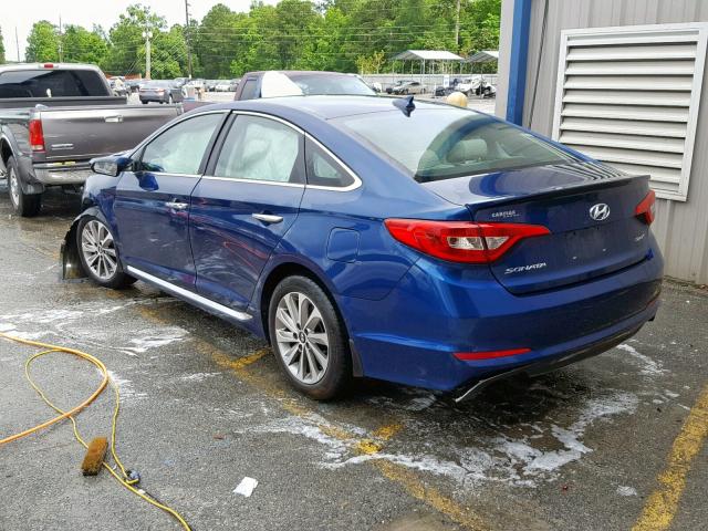 5NPE34AF0FH225747 - 2015 HYUNDAI SONATA SPO BLUE photo 3