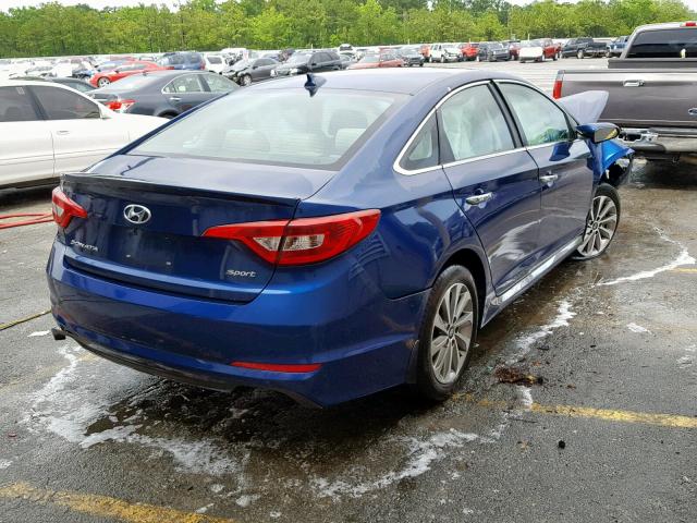 5NPE34AF0FH225747 - 2015 HYUNDAI SONATA SPO BLUE photo 4