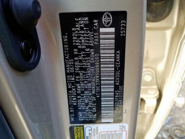 4T1BE32K85U088060 - 2005 TOYOTA CAMRY LE  photo 10