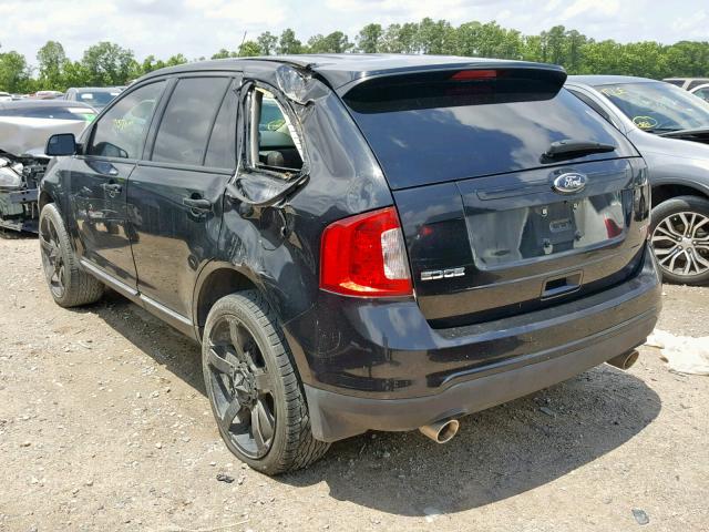 2FMDK3JC8DBB30047 - 2013 FORD EDGE SEL BLACK photo 3