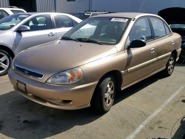 KNADC123716030548 - 2001 KIA RIO GOLD photo 2