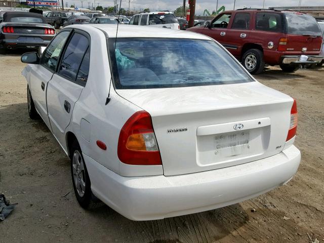 KMHCG45C41U198090 - 2001 HYUNDAI ACCENT GL WHITE photo 3