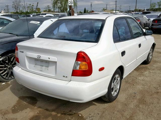 KMHCG45C41U198090 - 2001 HYUNDAI ACCENT GL WHITE photo 4