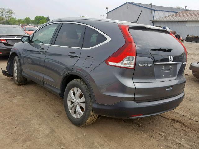 2HKRM4H75EH664275 - 2014 HONDA CR-V EXL GRAY photo 3