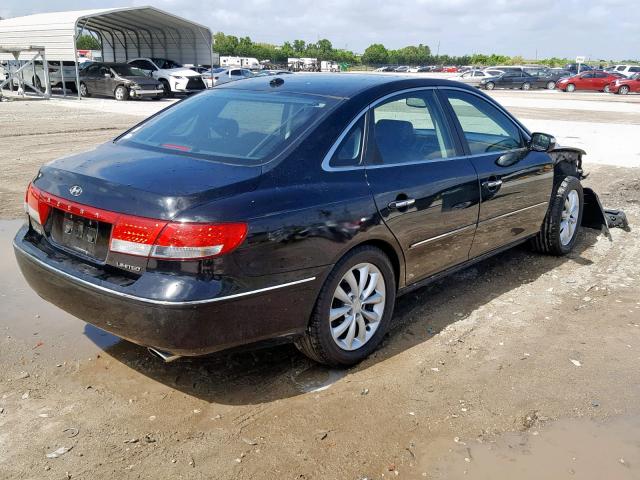 KMHFC46F08A255270 - 2008 HYUNDAI AZERA SE BLACK photo 4