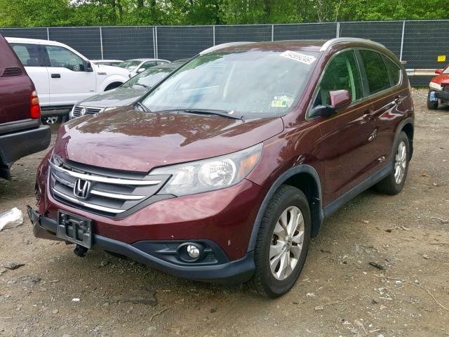 5J6RM4H76DL083064 - 2013 HONDA CR-V EXL BURGUNDY photo 2