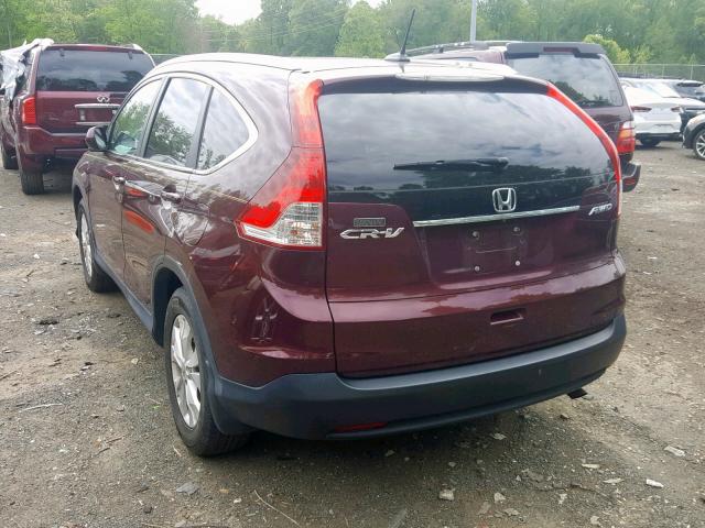 5J6RM4H76DL083064 - 2013 HONDA CR-V EXL BURGUNDY photo 3