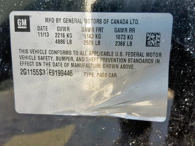 2G1155S31E9199446 - 2014 CHEVROLET IMPALA LTZ BLACK photo 10