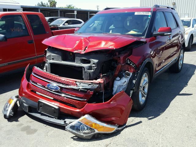 1FM5K8F80FGA04542 - 2015 FORD EXPLORER L RED photo 2