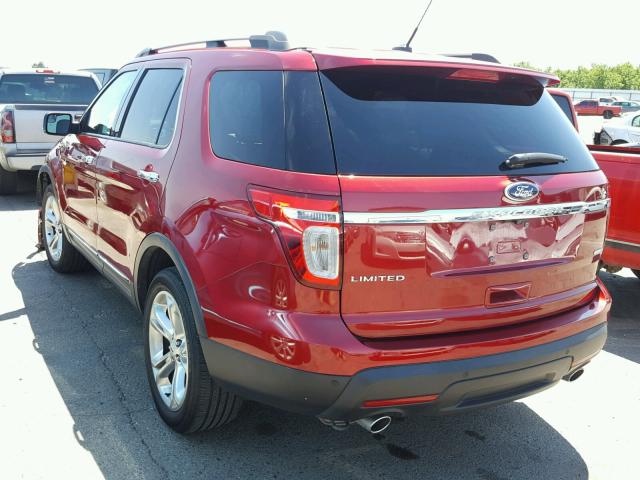 1FM5K8F80FGA04542 - 2015 FORD EXPLORER L RED photo 3