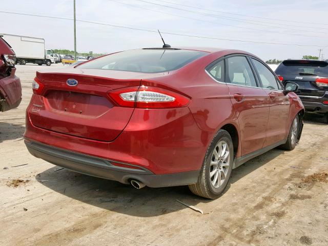 3FA6P0G76GR364156 - 2016 FORD FUSION S RED photo 4