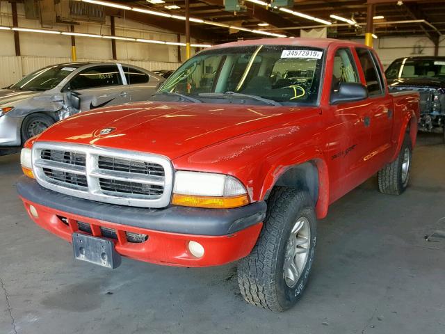 1B7GG2AZX1S134278 - 2001 DODGE DAKOTA QUA RED photo 2