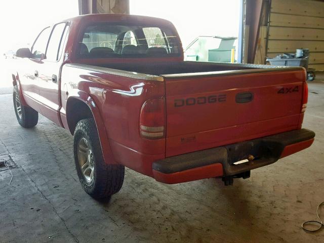 1B7GG2AZX1S134278 - 2001 DODGE DAKOTA QUA RED photo 3