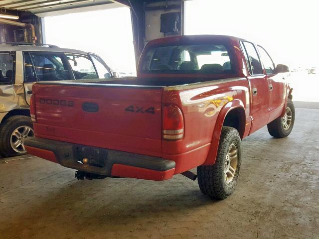 1B7GG2AZX1S134278 - 2001 DODGE DAKOTA QUA RED photo 4