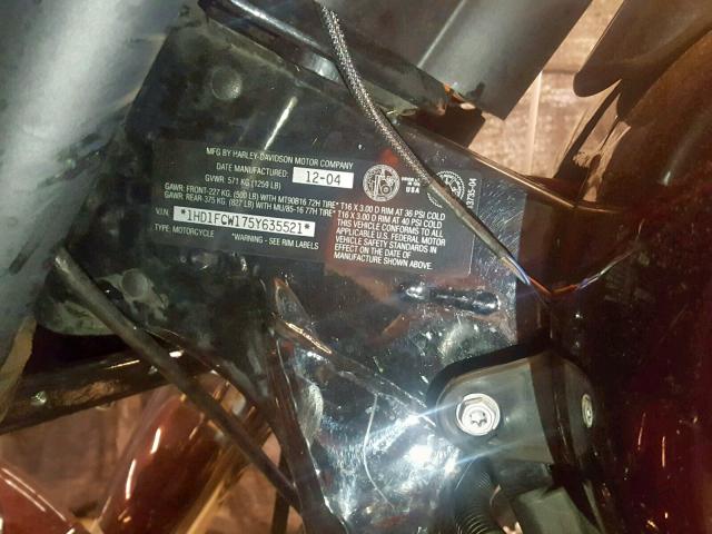 1HD1FCW175Y635521 - 2005 HARLEY-DAVIDSON FLHTCUI BLACK photo 10