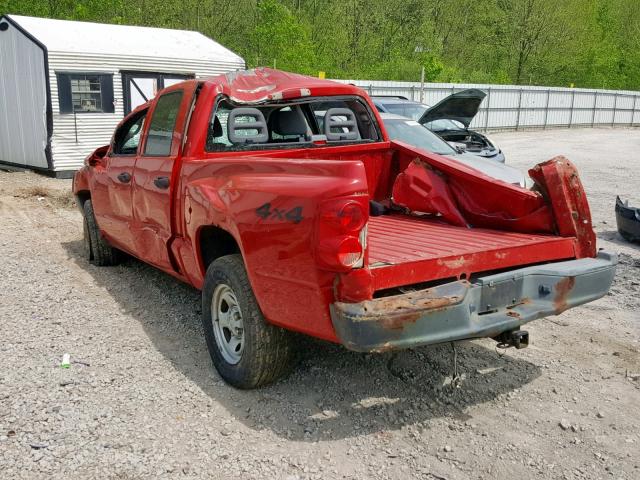 1D7HW28N35S236303 - 2005 DODGE DAKOTA QUA RED photo 3