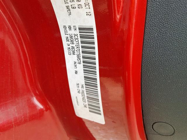 3C3CFFER7DT560570 - 2013 FIAT 500 LOUNGE RED photo 10