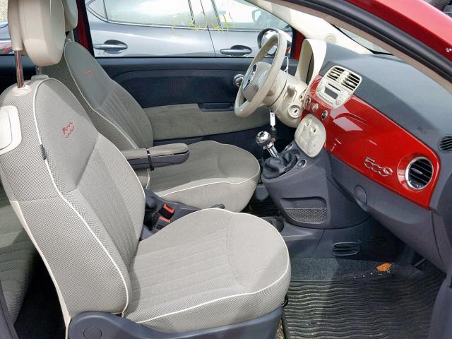 3C3CFFER7DT560570 - 2013 FIAT 500 LOUNGE RED photo 5