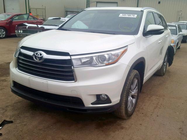 5TDJKRFH1FS080950 - 2015 TOYOTA HIGHLANDER WHITE photo 2