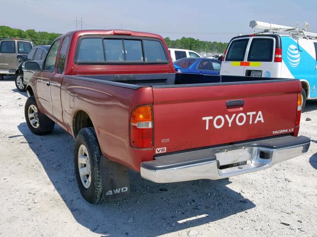 4TAWN72N5VZ279926 - 1997 TOYOTA TACOMA XTR RED photo 3