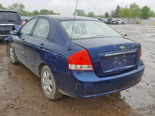 KNAFE122685516746 - 2008 KIA SPECTRA EX BLUE photo 3