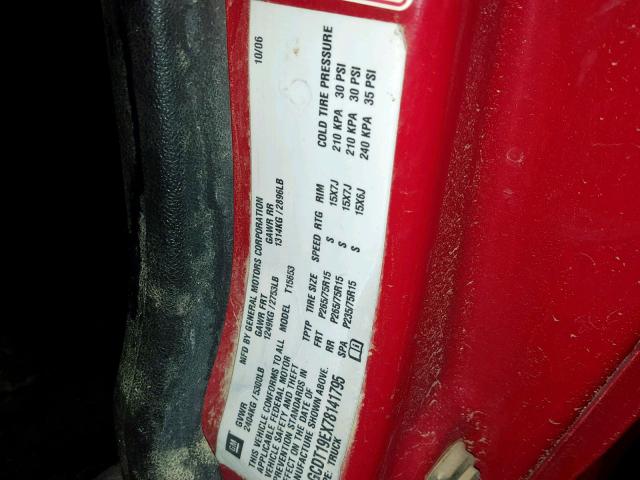 1GCDT19EX78141795 - 2007 CHEVROLET COLORADO RED photo 10