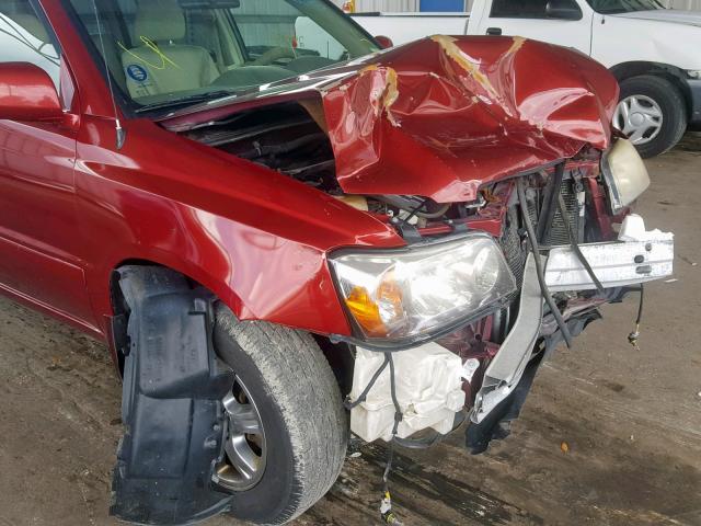 JTEEP21A660159954 - 2006 TOYOTA HIGHLANDER BURGUNDY photo 9