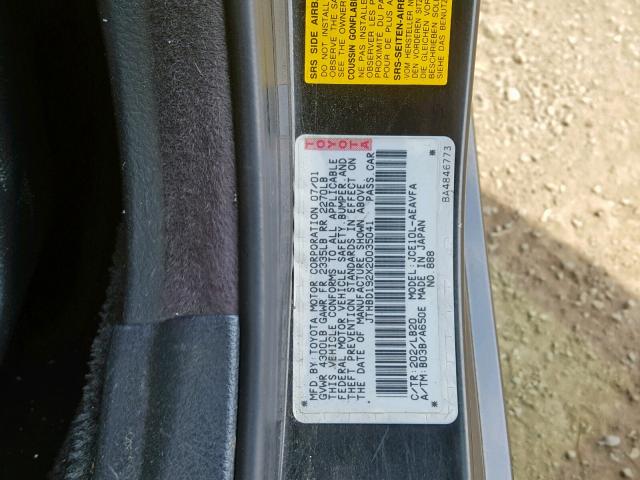 JTHBD192X20035041 - 2002 LEXUS IS 300 BLACK photo 10