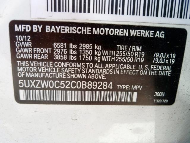 5UXZW0C52C0B89284 - 2012 BMW X5 XDRIVE35D  photo 10