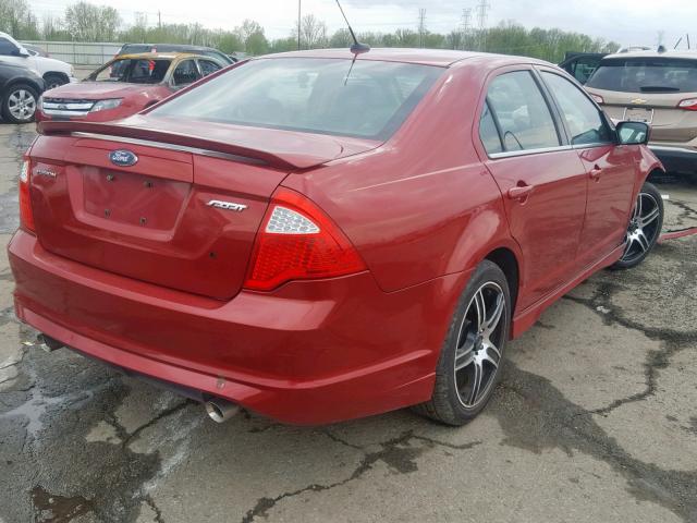 3FAHP0KC9AR103883 - 2010 FORD FUSION SPO RED photo 4