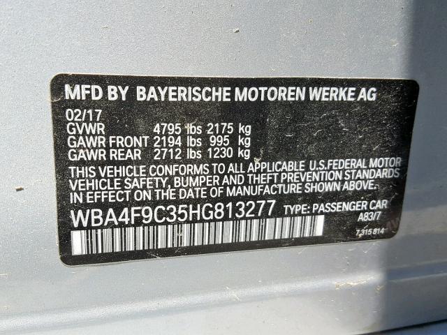 WBA4F9C35HG813277 - 2017 BMW 430XI GRAN SILVER photo 10