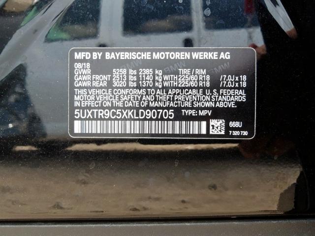 5UXTR9C5XKLD90705 - 2019 BMW X3 XDRIVE30I  photo 10