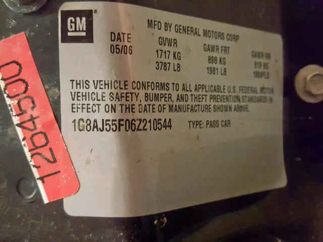 1G8AJ55F06Z210544 - 2006 SATURN ION LEVEL BLACK photo 10