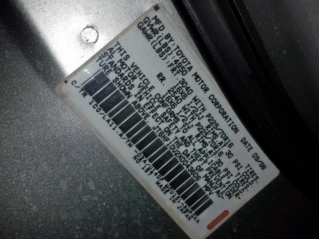 JT6HF10U2X0043606 - 1999 LEXUS RX 300 SILVER photo 10