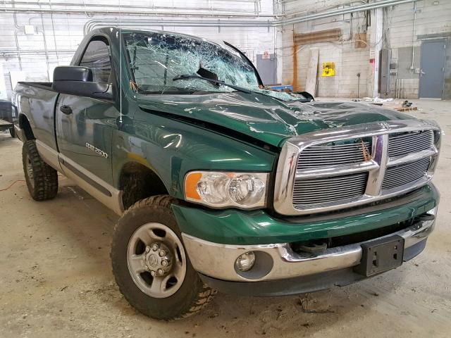 3D7KU26613G749092 - 2003 DODGE RAM 2500 S GREEN photo 1