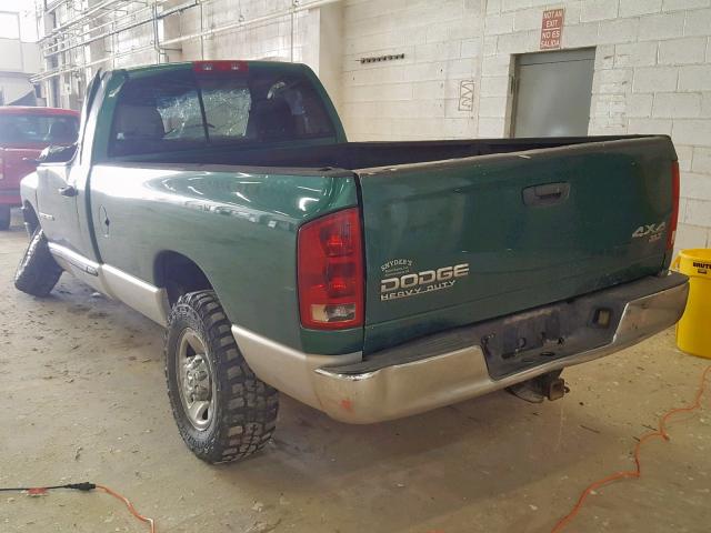 3D7KU26613G749092 - 2003 DODGE RAM 2500 S GREEN photo 3