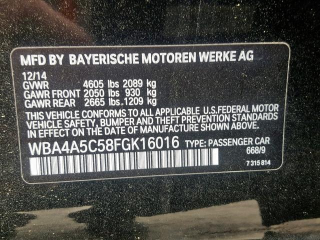 WBA4A5C58FGK16016 - 2015 BMW 428 I BLACK photo 10