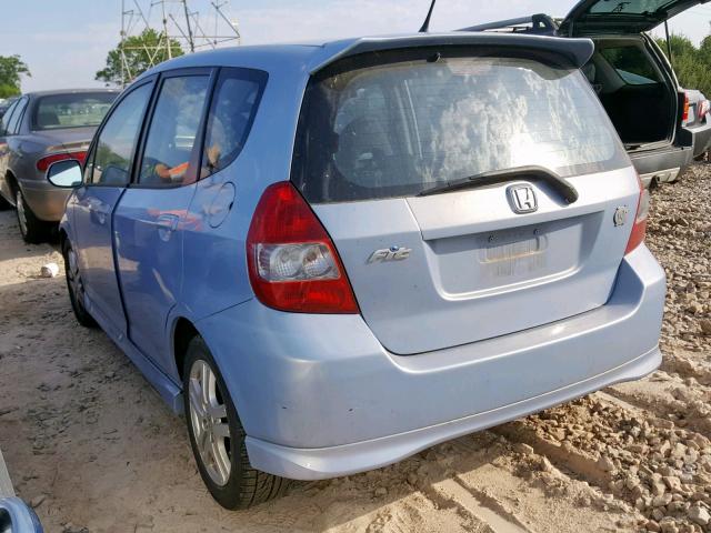 JHMGD38698S000817 - 2008 HONDA FIT SPORT BLUE photo 3