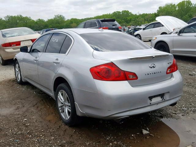 JN1DV6ARXBM451700 - 2011 INFINITI G25 SILVER photo 3