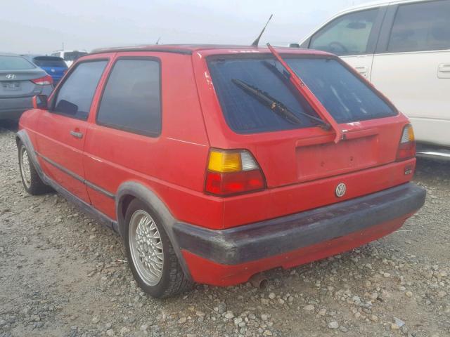 3VWHE21G9NM002665 - 1992 VOLKSWAGEN GOLF GTI 1 RED photo 3